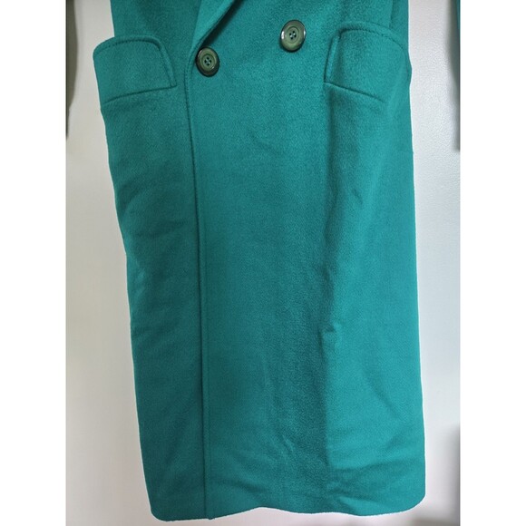 VTG Ashley Scott Coat Womens L Green Wool Long Overcoat Petite Old Money Luxury - Picture 3 of 9